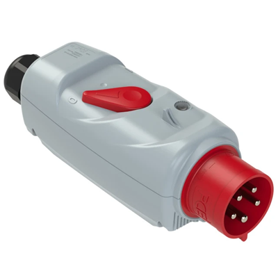 CEE zástrčka, fázový měnič s ochranou motoru PKZM0 se signálkou 32A 3P+Z+N 400V 50/60Hz 6h IP44 (rozsah nastavení: 6,3-10A, kabelová průchodka: M32)