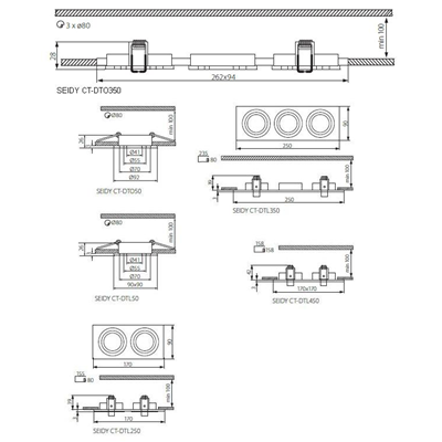 Ceiling spotlight SEIDY CT-DTO50 BLACK