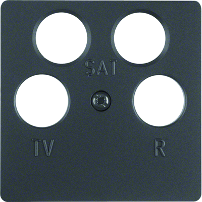 Central plate for 4-out antenna socket, anthracite