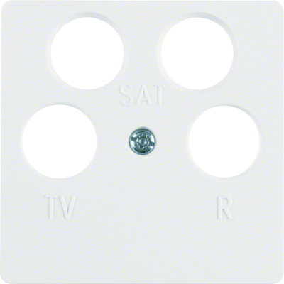 Central plate for 4-output antenna socket, white