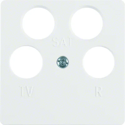 Central plate for 4-output antenna socket, white