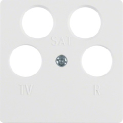 Central plate for 4-output antenna socket, white