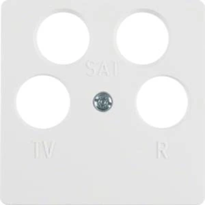 Central plate for 4-output antenna socket, white
