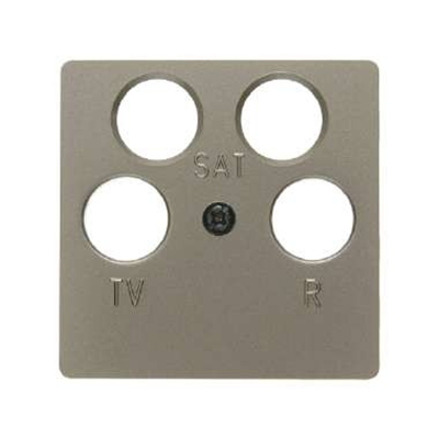 Central plate for four-output antenna socket, light brown, varnished