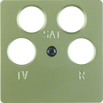 Central plate for four-output antenna socket, light brown, varnished