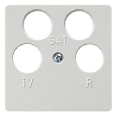 Central plate for four-output antenna socket, white