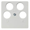 Central plate for four-output antenna socket, white