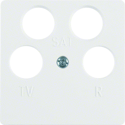 Central plate for four-output antenna socket, white