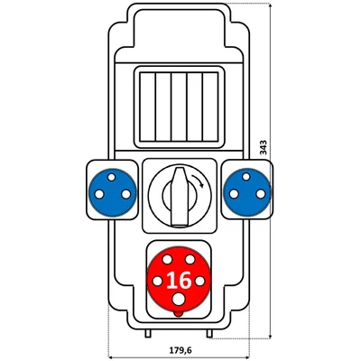 Centralita 1x16A 5p 2x250V interruptor ventana 0-1