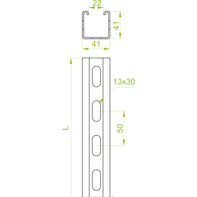 Ceownik montażowy ocynkowany długość 0,2m szerokość 41mm wysokość 41mm