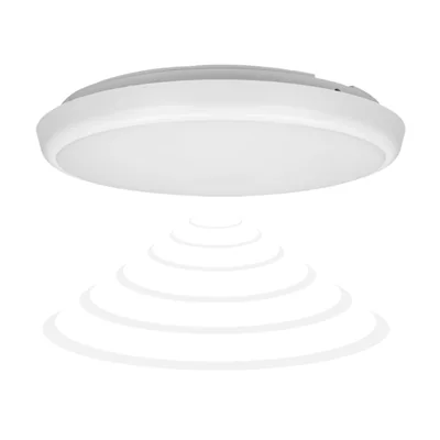 CERS LED 22W, ceiling lamp with microwave motion sensor, 2000lm, IP65, 4000K, milky white polycarbonate, dimmable
