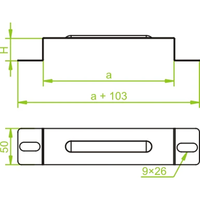 Channel clamp for double-sided fixing of the channel to the ground, width 242mm, height 30mm