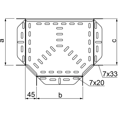 Channel tee, TKL200H42