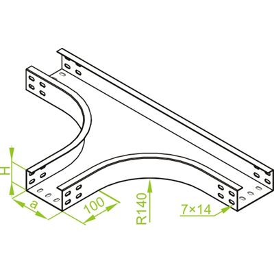 Channel tee, TKZC200H50