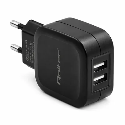 Chargeur mural Qoltec 12 W | 5 V | 2,4 A | 2 ports USB