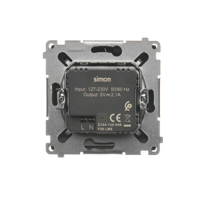 Chargeur SIMON BASIC 2xUSB 2.1A 5V DC 230V chocolat