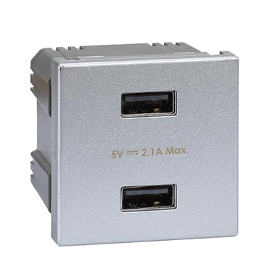 Chargeur USB K45 2x USB 2.0 - A 5V DC 2.1A aluminium