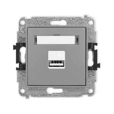 Chargeur USB MINI à port unique, USB A, 10 W max., 5 V, 2 A, gris mat