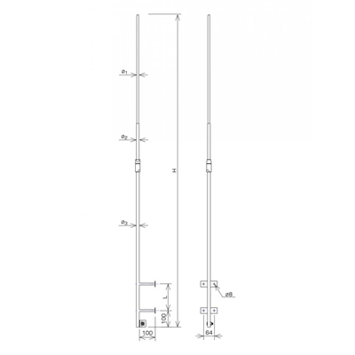 Chimney spire fi 16/10 L=1500 mm, hot-dip galvanized