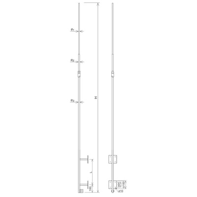 Chimney spire fi 18/16/10 L=3000 mm FOLDING hot galvanized