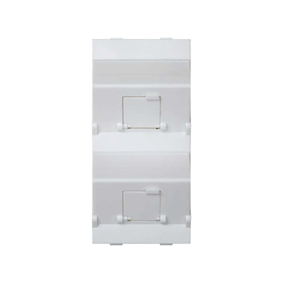 CIMA 2xRJ plate with slant covers for MD adapters pure white