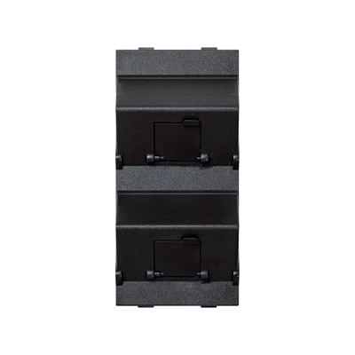 CIMA 2xRJ plate with slant shields for MD adapters gray graphite