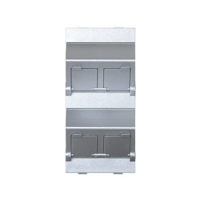 CIMA 4xRJ plate with slant shields for aluminum MD adapters