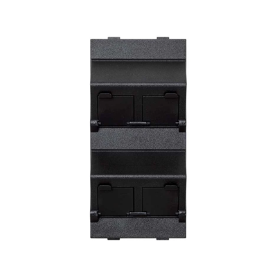 CIMA 4xRJ plate with slant shields for MD adapters graphite gray