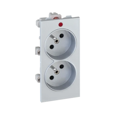 CIMA double socket with earthing 2x230V 16A aluminum