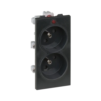 CIMA double socket with grounding 2x230V 16A gray graphite