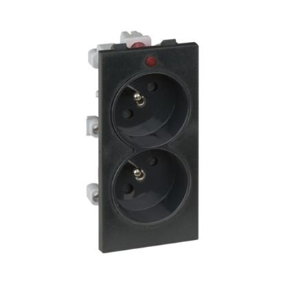 CIMA double socket with grounding 2x230V 16A gray graphite