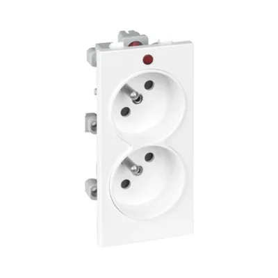 CIMA double socket with grounding 2x230V 16A pure white