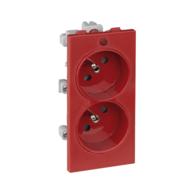 CIMA double socket with grounding 2x230V 16A red