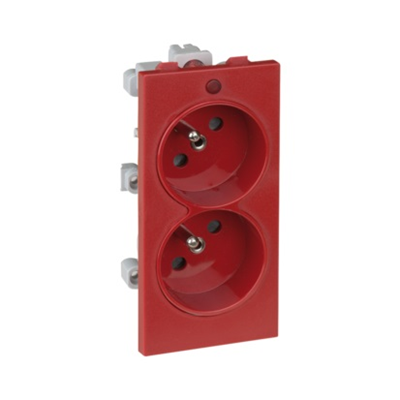 CIMA double socket with grounding 2x230V 16A red