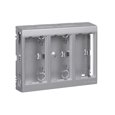 CIMA PRO 3-Modul-Aufputzgehäuse 6xK45 ohne Aluminium-Seitenabdeckungen