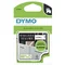 Cinta D1 - 12 mm x 5,5 m - POLIÉSTER PERMANENTE, negro/blanco