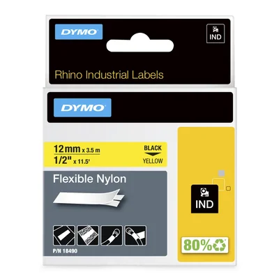 Cinta elástica de nailon RHINO - amarilla, 12 mm (para etiquetar cables y alambres)