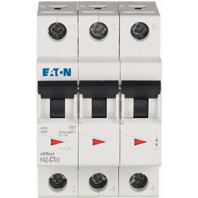 Circuit breaker, 1A, 3 poles, FAZ-C1/3