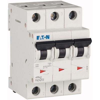 Circuit breaker, 1A, 3 poles, FAZ-C1/3