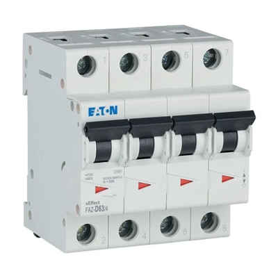 Circuit breaker type D 4-pole, 63A, D-Char