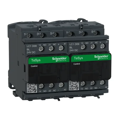 Circuit d'inversion, TeSys Deca, AC3, 9 A, 3P, 1NO 1NC, bobine 24 V CC, faible consommation