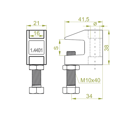 Clamp diameter 9mm length 16mm