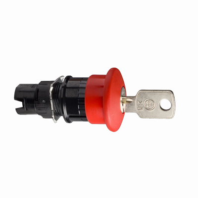 Clé d'arrêt d'urgence rouge non lumineuse Harmony XB6 n°200 ronde Ø30mm