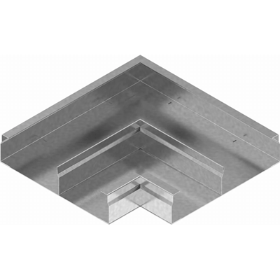 Codo de doble vía galvanizado, ancho 340 mm, alto 28 mm