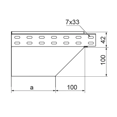 Codo reductor KRLJ300H42, izquierdo, chapa gruesa - 1 mm