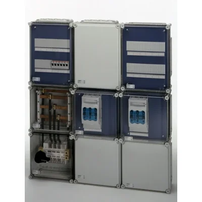 Coffret 380x280x130, 2x12 modules, couvercle avec charnières