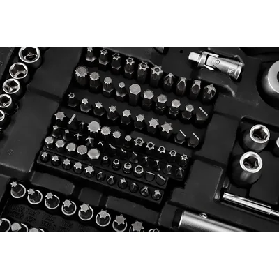 Coffret de clés à douille 1/2, 3/8, 1/4, 220 pièces, finition satinée