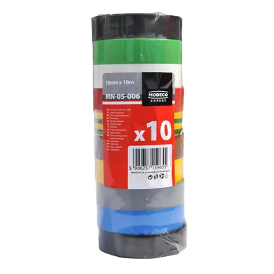 Colored insulating tape 15 mm x 10 m, 1 kV certified [PACK 10 pcs.]