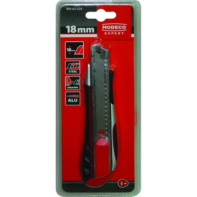 Coltello con guidalama da 18mm, impugnatura ergonomica e serratura