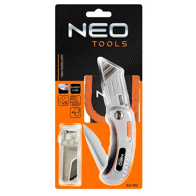 Coltello multiuso pieghevole, lama trapezoidale + coltello, custodia in nylon + 5 lame
